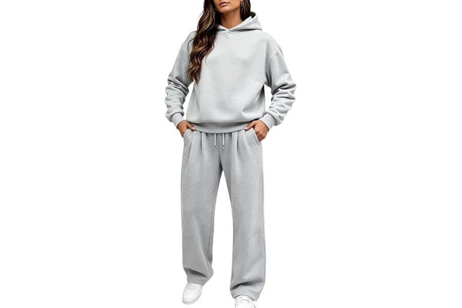 Loose Fit Hooded Lounge Set & Wide Leg Sweatsuit