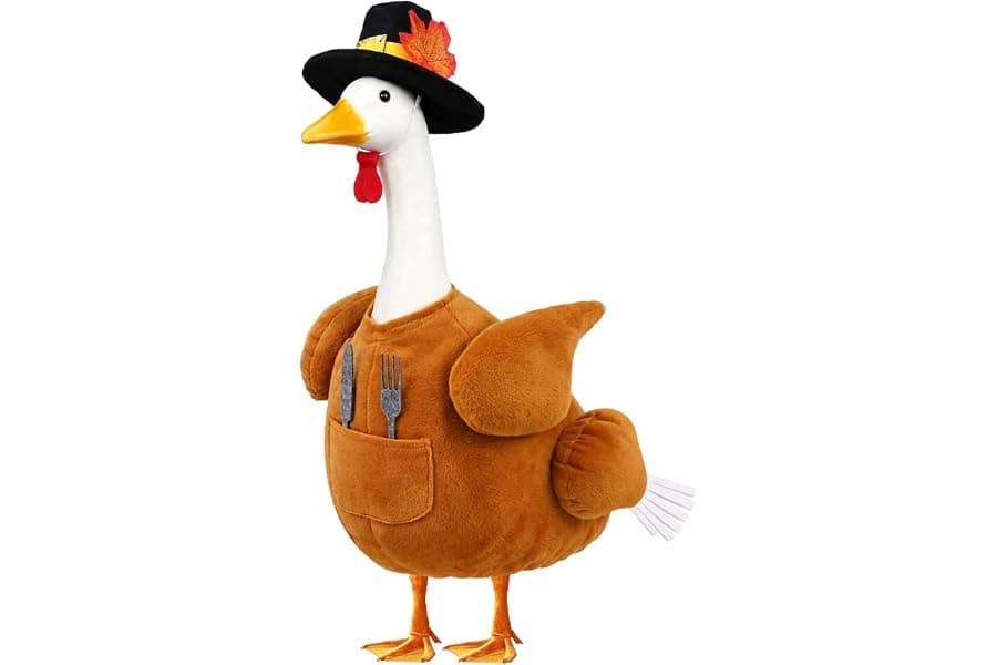 Dress Up Garden Goose Statues for Thanksgiving