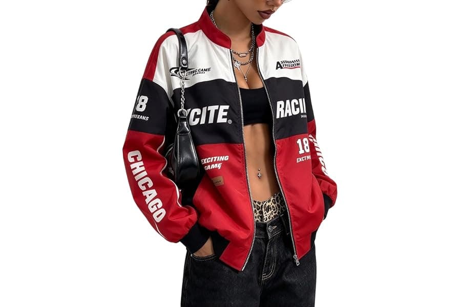 Women's Vintage Race Car Varsity Bomber Jacket
