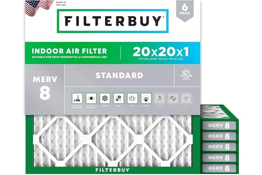 MERV 8 Air Filters 20x20x1 for Home Dust & Allergy Relief