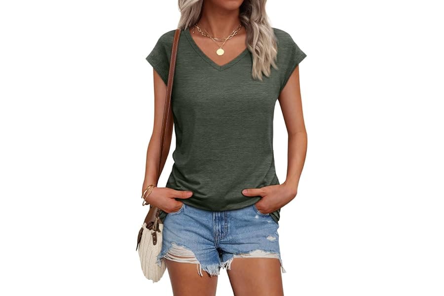 Women's Cap Sleeve V-Neck Tees for Spring 2026
