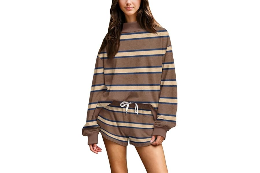 Women's Striped 2-Piece Loungewear Outfit Set