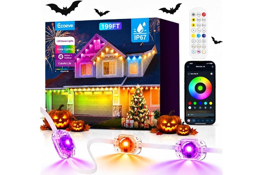 Smart Outdoor Lights: 199ft RGB Christmas Decor