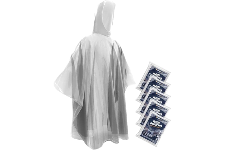 Disposable Rain Ponchos for Adults (5 Pack)