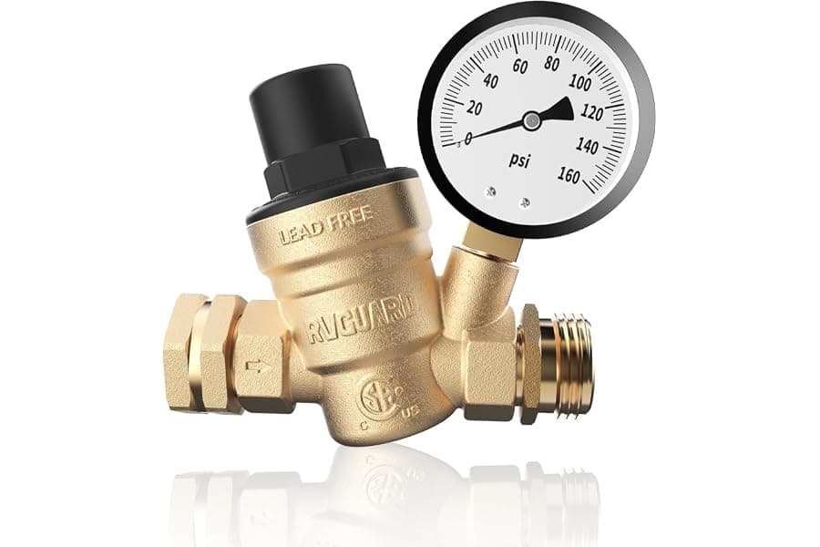 RV Water Pressure Regulator with Gauge and Filter