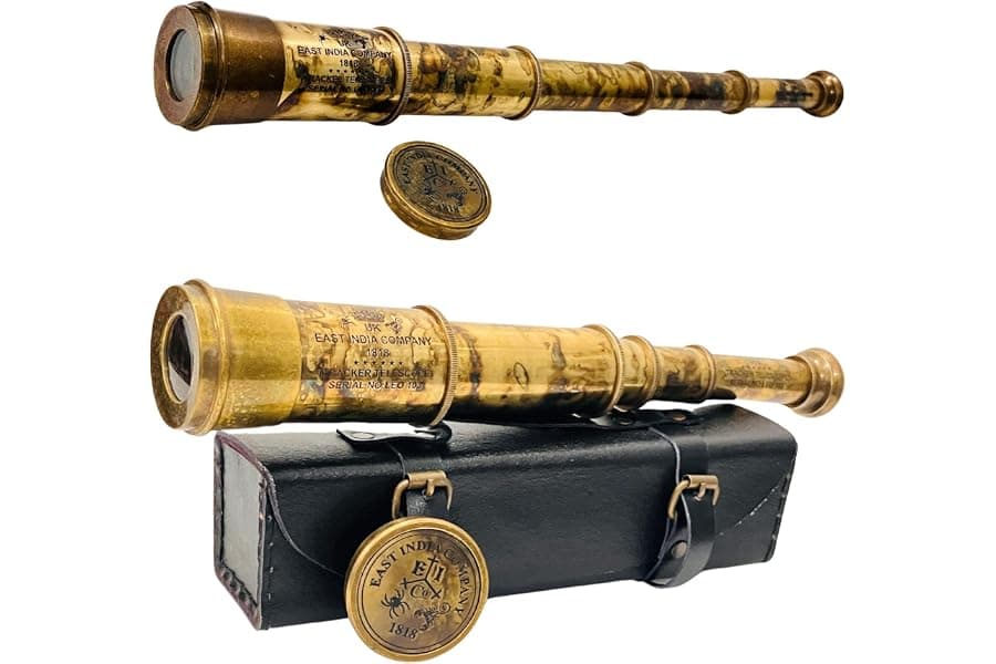 Vintage Brass Telescope Spyglass with Leather Gift Box