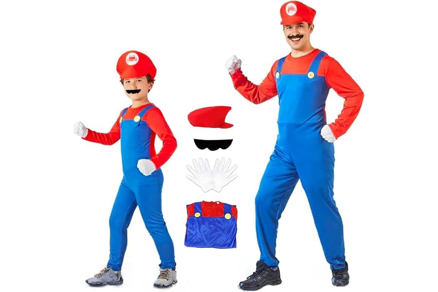Adult Brother Costume Jumpsuit with Hat, Beard & Gloves