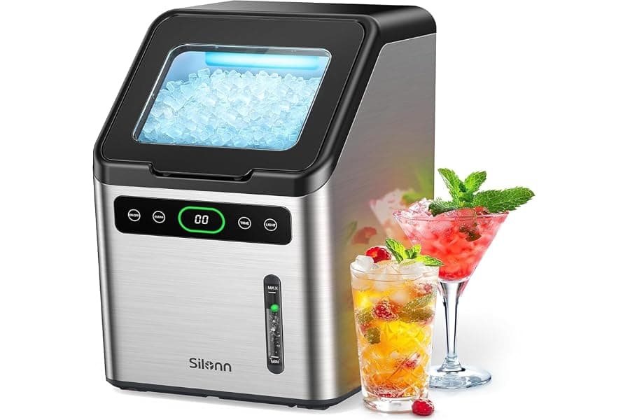 Stainless Steel Nugget Ice Maker - 44lbs/Day Auto-Cleaning
