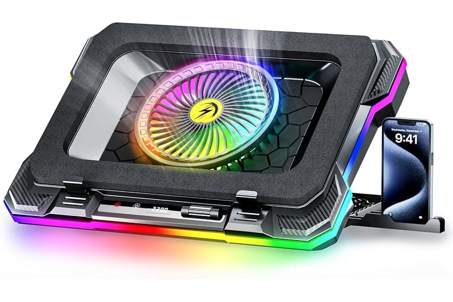 RGB Gaming Laptop Cooling Pad with Turbo Fan & Adjustable Height