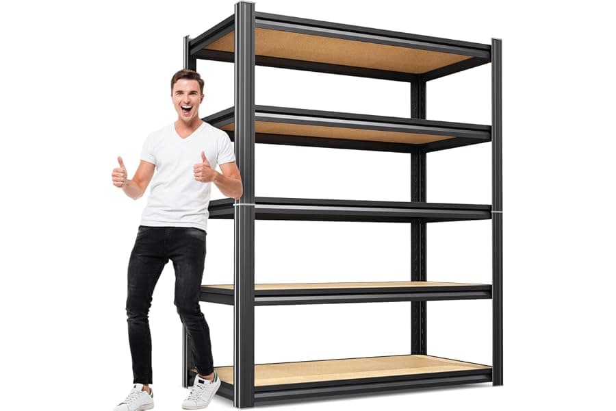 Heavy-Duty 5-Tier Garage Shelving for Workshop Storage