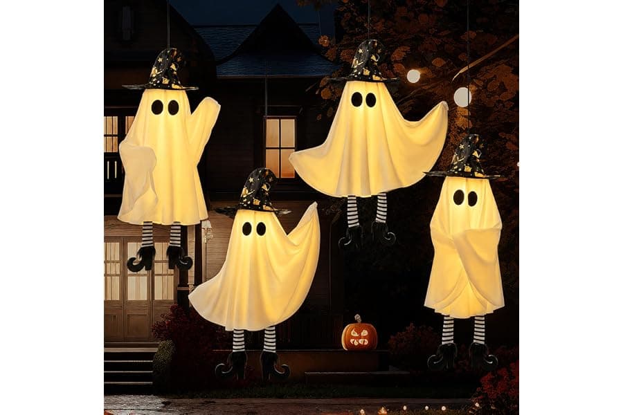Animated Hanging Ghosts: LED Lights for Halloween