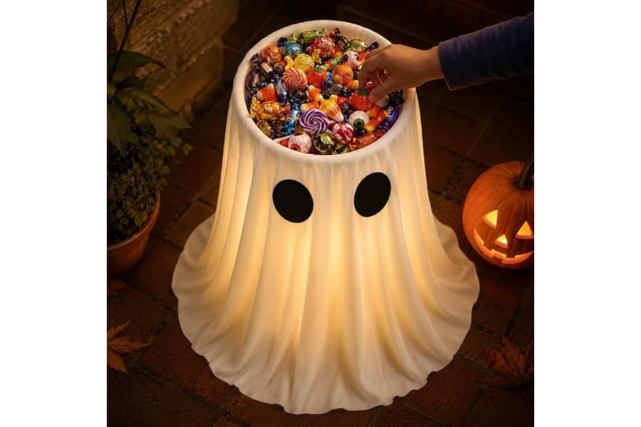 Lighted Halloween Ghost Candy Bowl 30 Inch