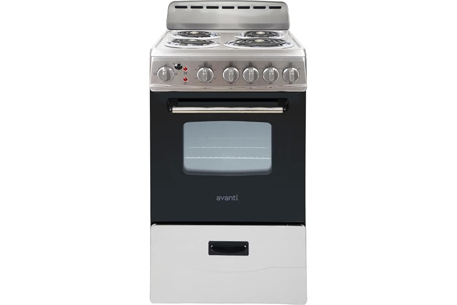 Compact 20-Inch Electric Range with Glass Door & Storage