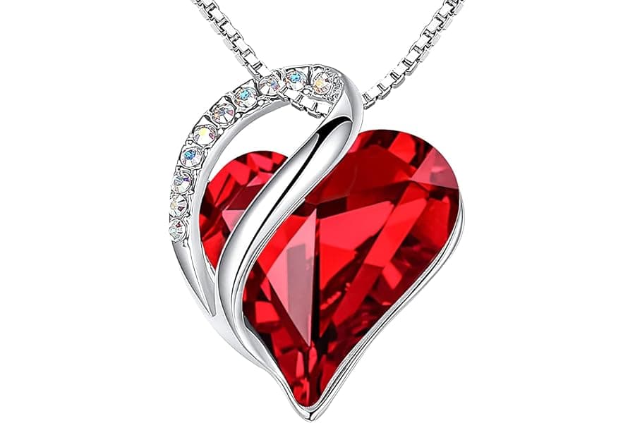 Birthstone Heart Necklace Gift for Mom
