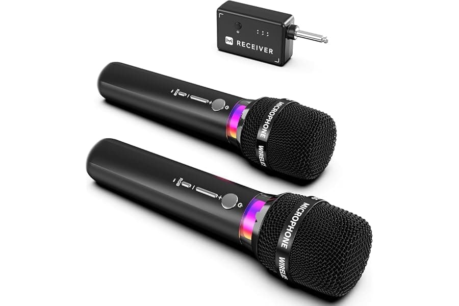 Wireless Karaoke Microphone with LED Lights & Long Battery