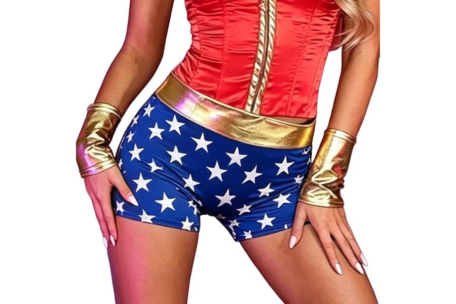 Wonder Woman Blue Stars Cosplay Shorts for Halloween