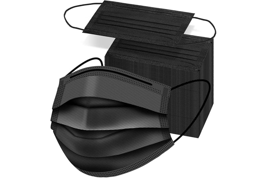 50PCS Disposable Face Masks Black 3-Layer