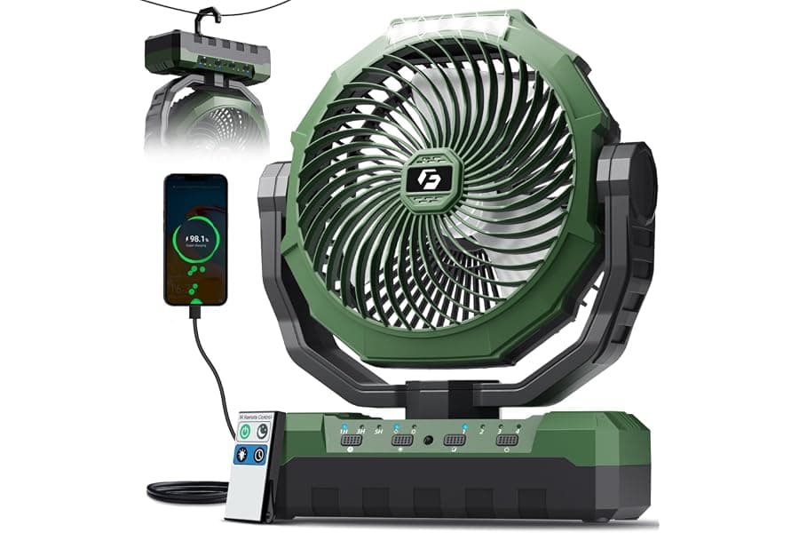 Rechargeable Camping Fan with Light & Remote