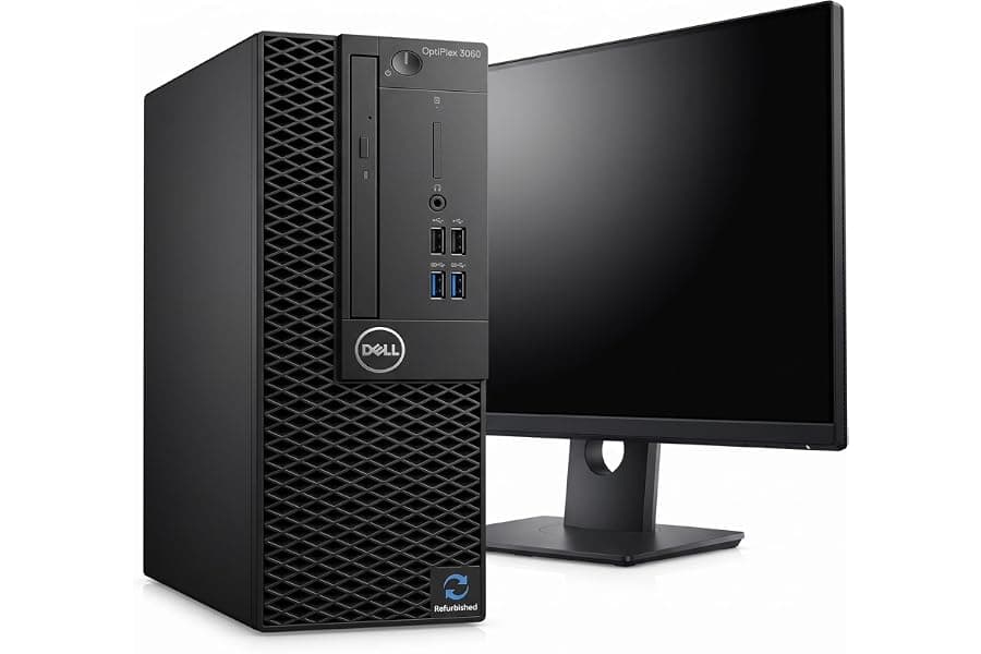 Small-Form Desktop PC with 24" Monitor & 16GB RAM