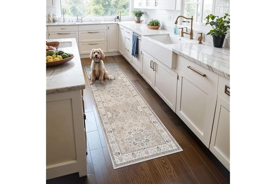Vintage Washable Hallway Runner Rug with Non-Slip Backing