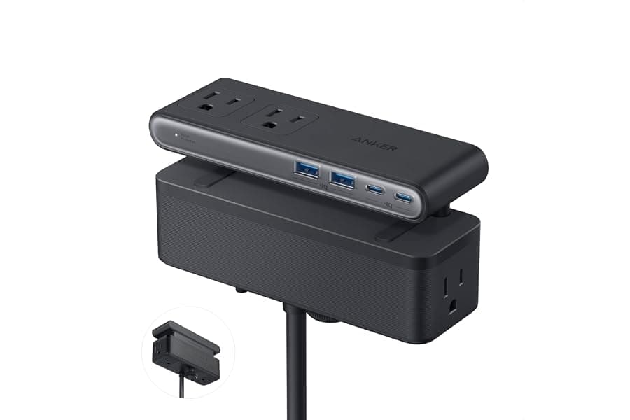 Gaming Desk Power Strip with Clamp Mount