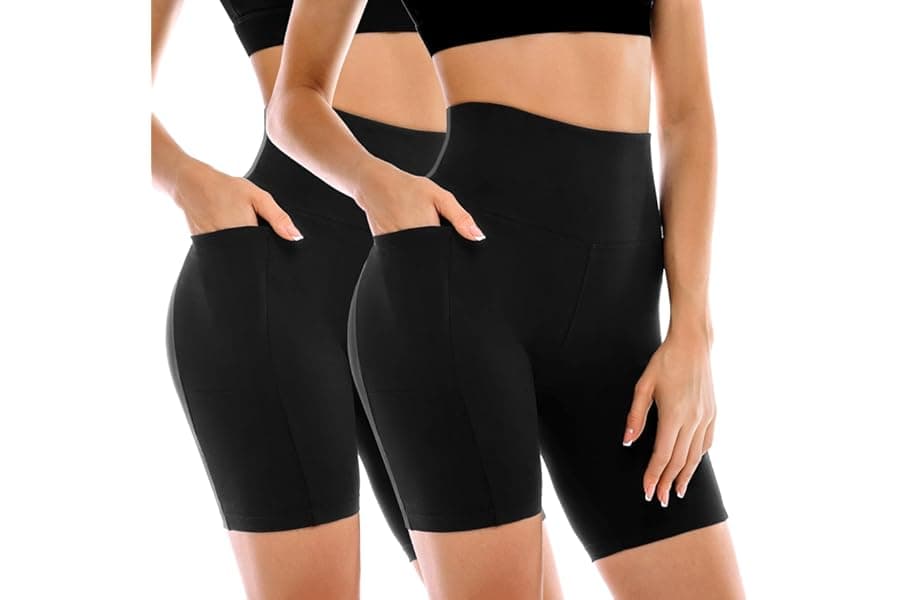 High Waisted Biker Shorts with Pockets for Women