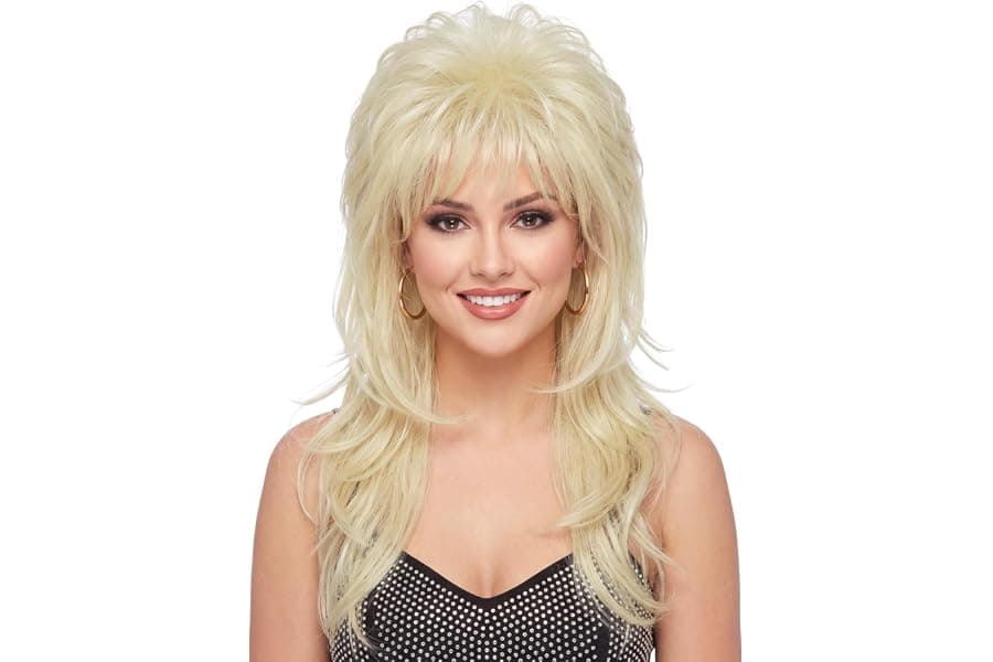 Long Blonde Bouffant Wig for 80s Party & Costume