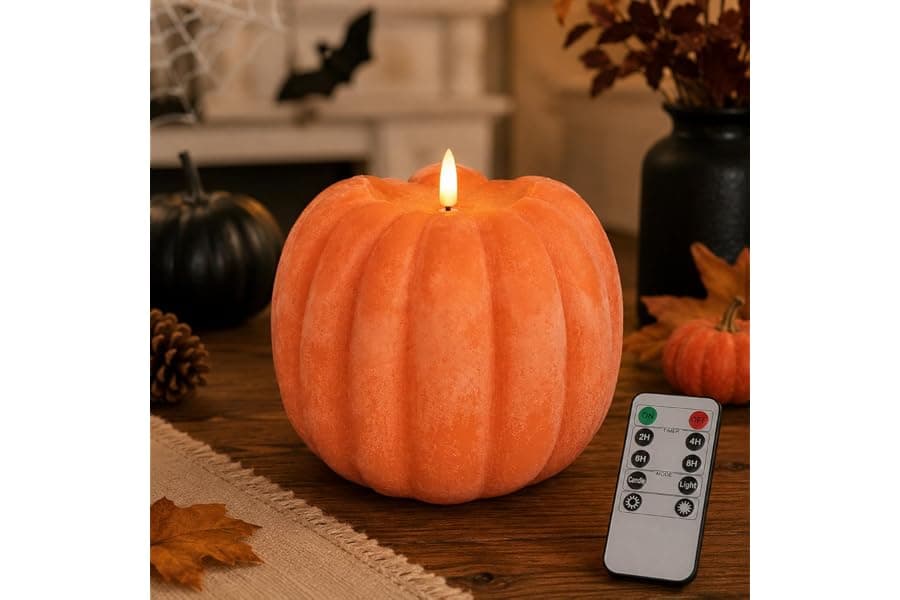 Flameless Pumpkin Candles for Fall & Thanksgiving Decor