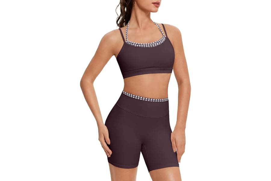 Double Layer Open Back Sports Bra and Shorts Set