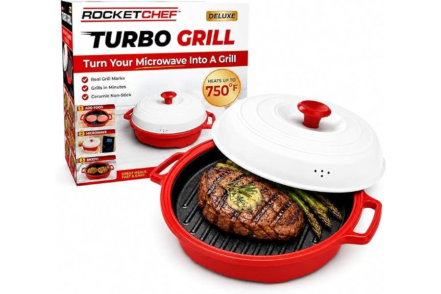 Fast Microwave Grill Pan: Crisp & Sear Bacon, Burgers & Veggies