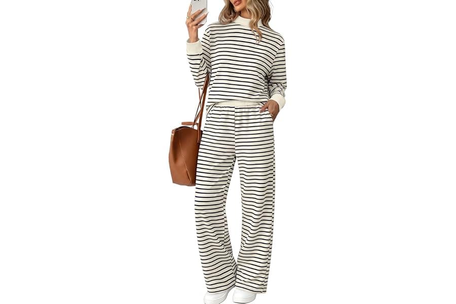 Color Block Two Piece Loungewear Sets for Women