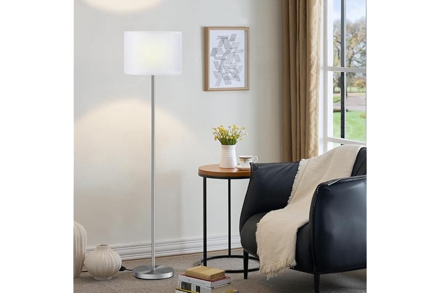 Modern 60" Floor Lamp with White Shade