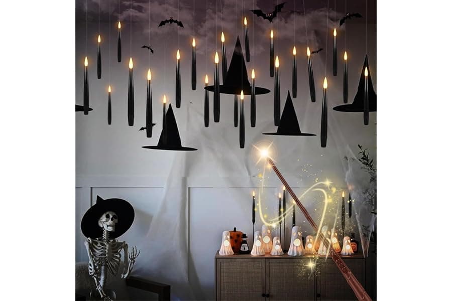LED Floating Candles with Magic Wands for Halloween