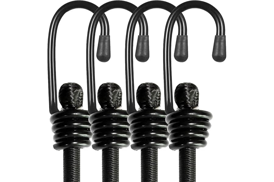 Heavy Duty Bungee Cords with Hooks - 24 Inch Elastic Straps