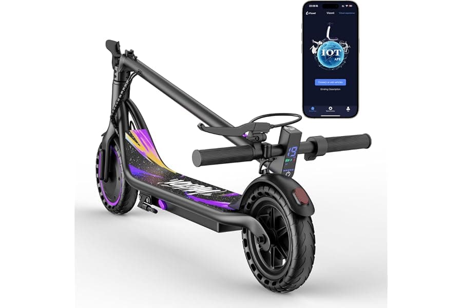Electric Scooter with 40-Mile Range and Dual Brakes