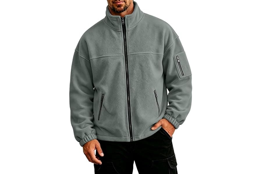 Men's Zip-Up Fleece Jackets for Winter & Outdoor Travel