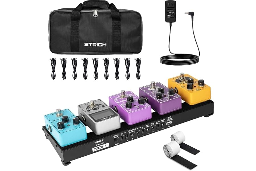 Compact Pedalboard with Built-in Power Supply for Musicians