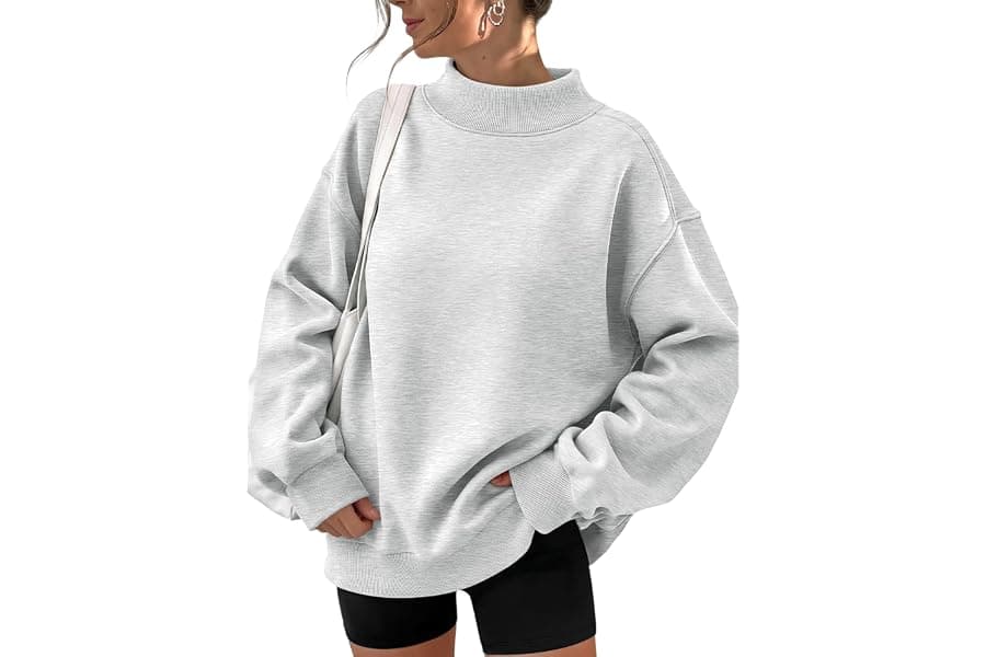Oversized Mock Neck Sweatshirt for Fall & Winter