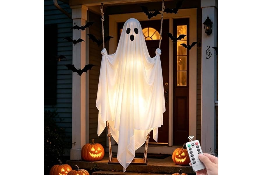 5FT Hanging Ghost with Remote LED Lights for Halloween