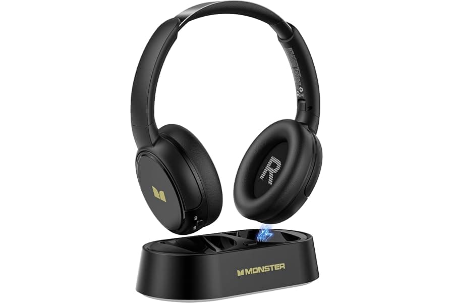 Wireless TV Headphones with Transmitter Base for Better Listening