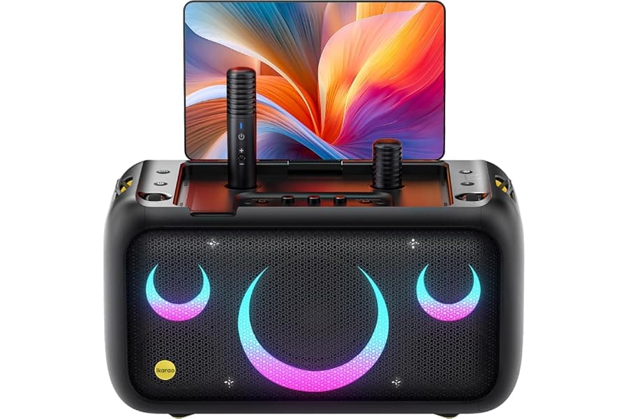 All-in-One Karaoke Machine with Screen and Wireless Mics