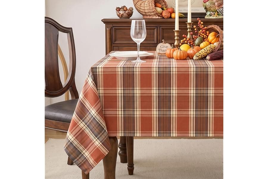 Plaid Fall Tablecloth for Holiday Dining