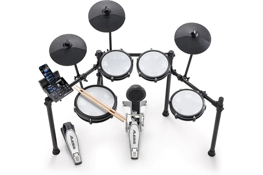Compact Electric Drum Kit with Mesh Pads and Bluetooth