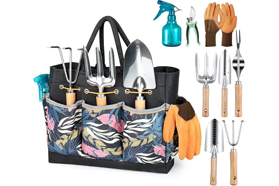 9-Piece Rust-Proof Garden Tool Set with Organizer