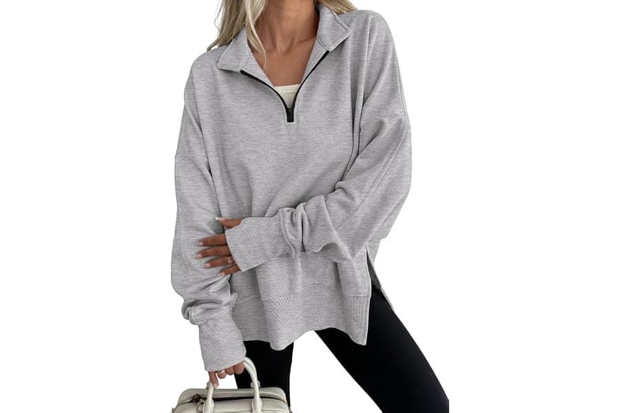 Oversized Quarter Zip Sweatshirt for Women