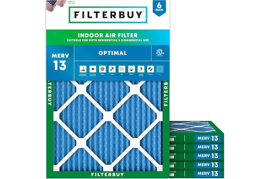 8x14x1 MERV 13 Air Filter Smoke & Allergy (6-Pack)