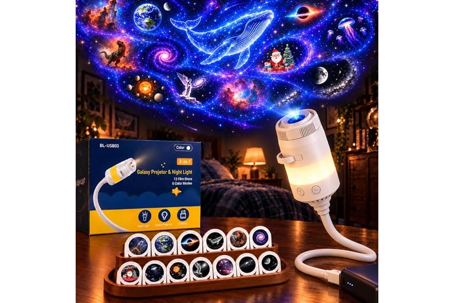 360Β° Galaxy Projector Night Light with 13 Films