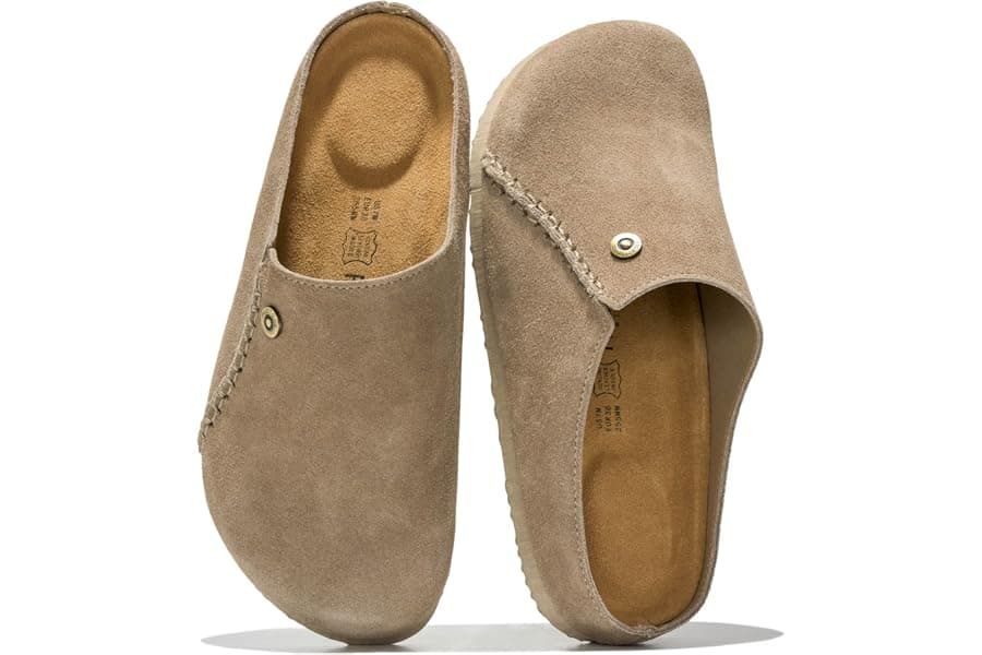 Comfortable Leather Clogs for Women with Memory Foam
