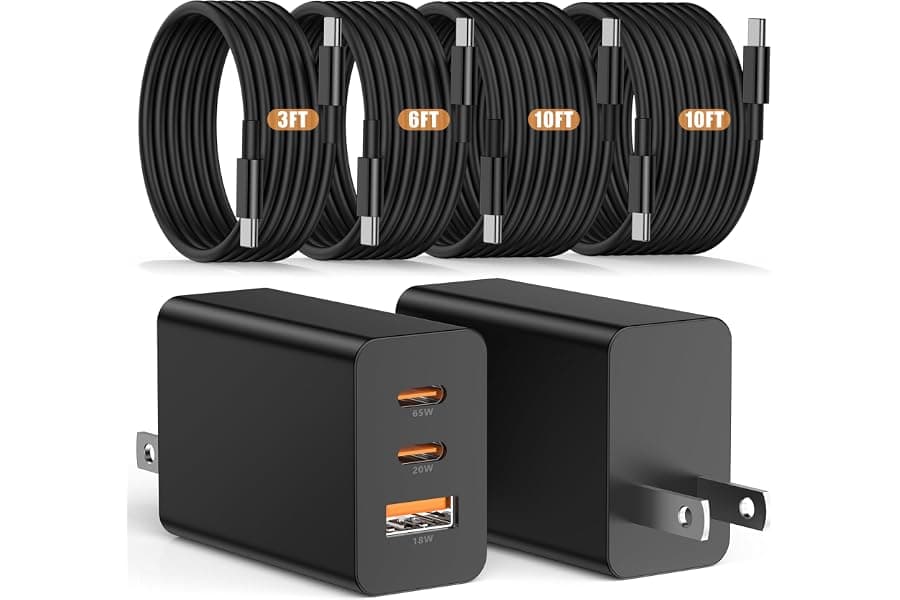 65W USB-C Fast Charger for Samsung Phones with 3 Cables