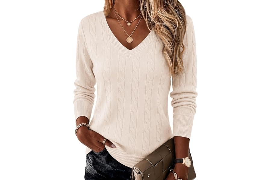 Cable Knit V-Neck Sweater: Perfect Fall Layering Piece